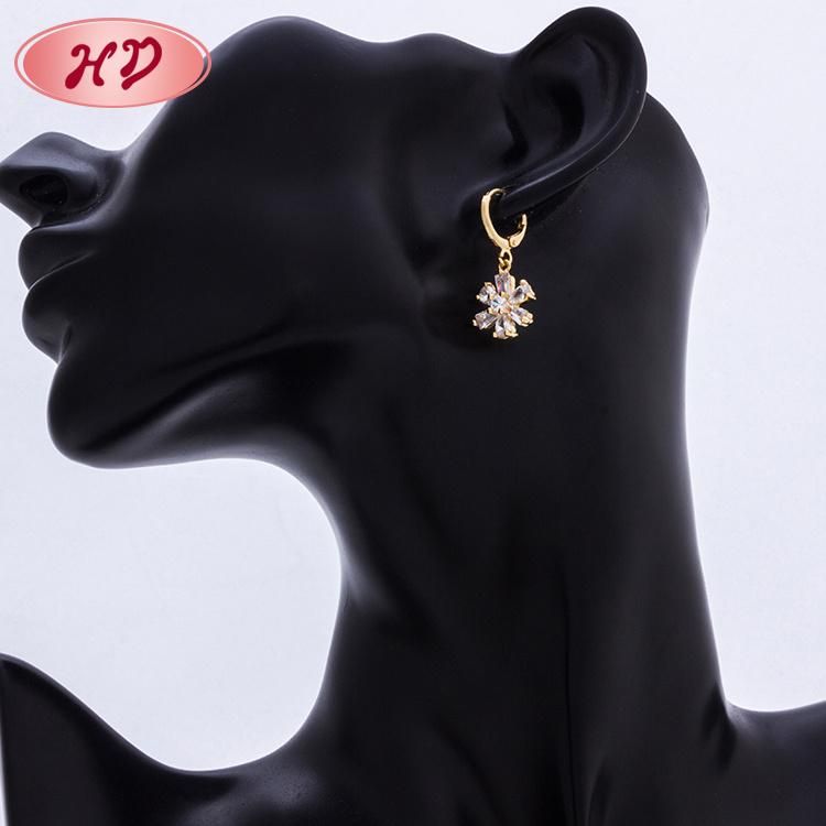 Women Fashion Jewelry 18K Rose Gold Plated Alloy Silver Pendant Chain Necklace with Crystal Pearl Earring Sets