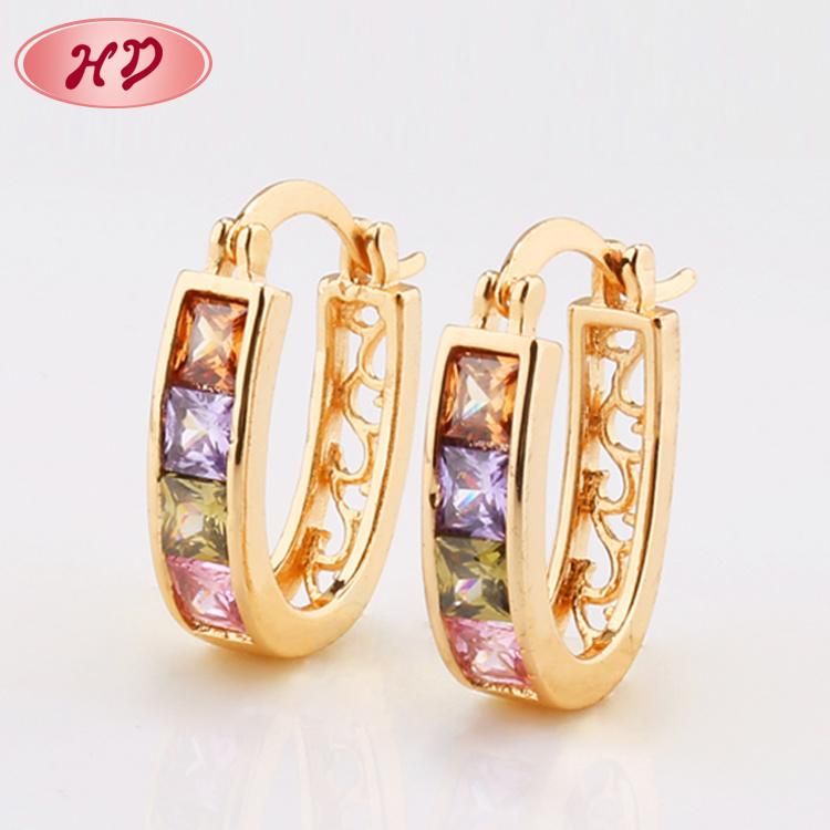 18K Gold Plated Hoop Huggie CZ Earrings for Women