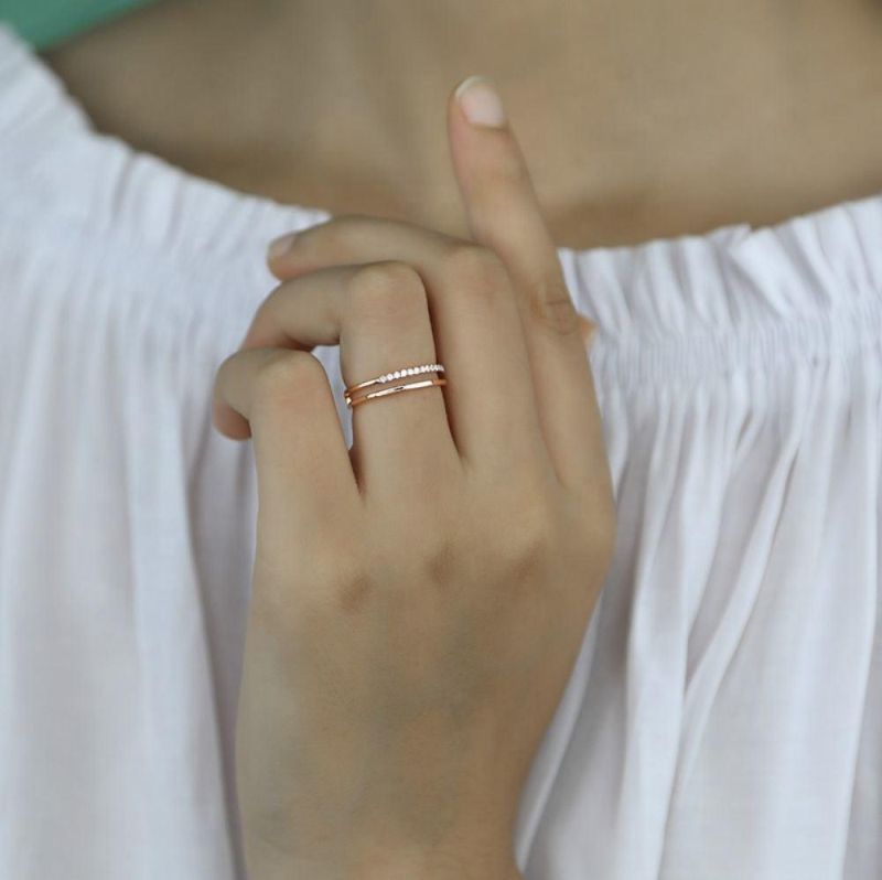 925 Sterling Silver Ring Minimalist Zircon Multi-Layer Adjustable Ring Women Men Engagement Wedding Jewelry