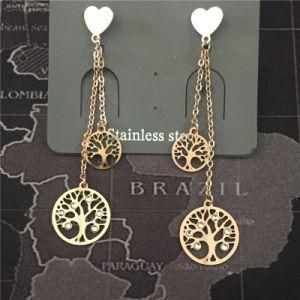 Yongjing Stainless Steel Orecchini Jewelry Crystal Heart Life Tree Earring