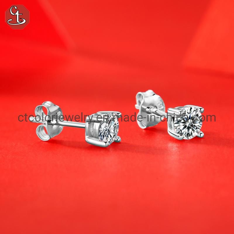 Wholesale fashion new jewel simple style moissanite GRA certification ear stud for girls and women