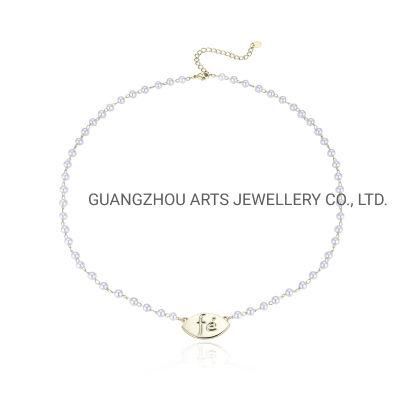 Classic Jewelry Leave Shape Stackable White Pearl Necklace