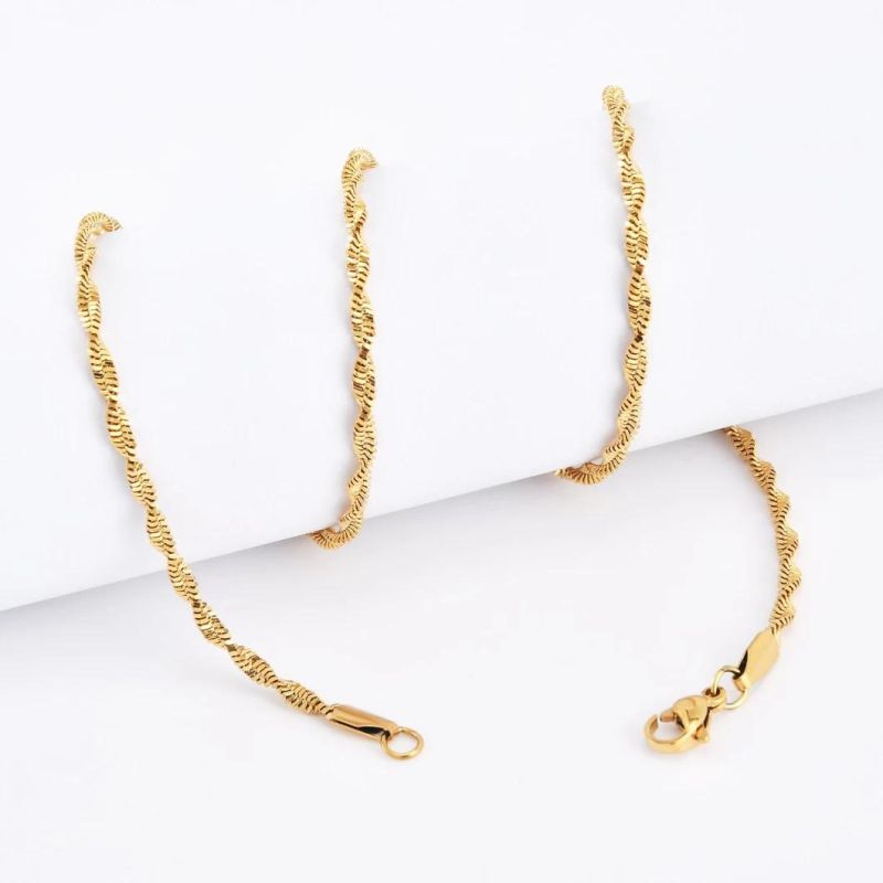 Wholesale Fashion 316 Steel Gold Plated Twisted Herringbone Chains Jewellery for Necklace Bracelet