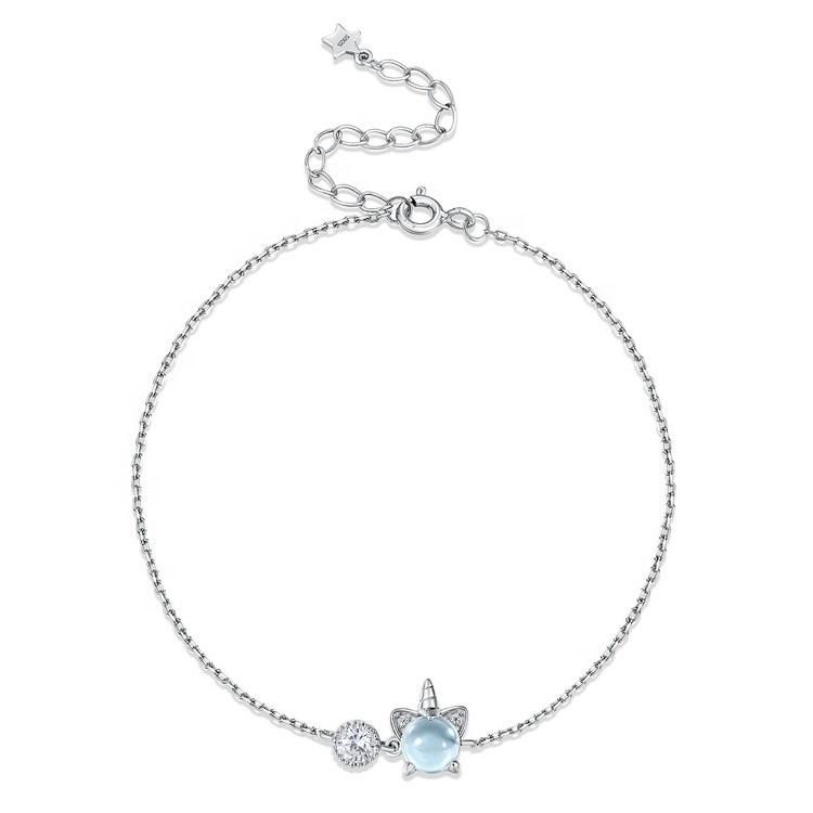Fashion Blue Topaz Bracelet Jewelry 925 Silver Gemstone Girl Bracelet