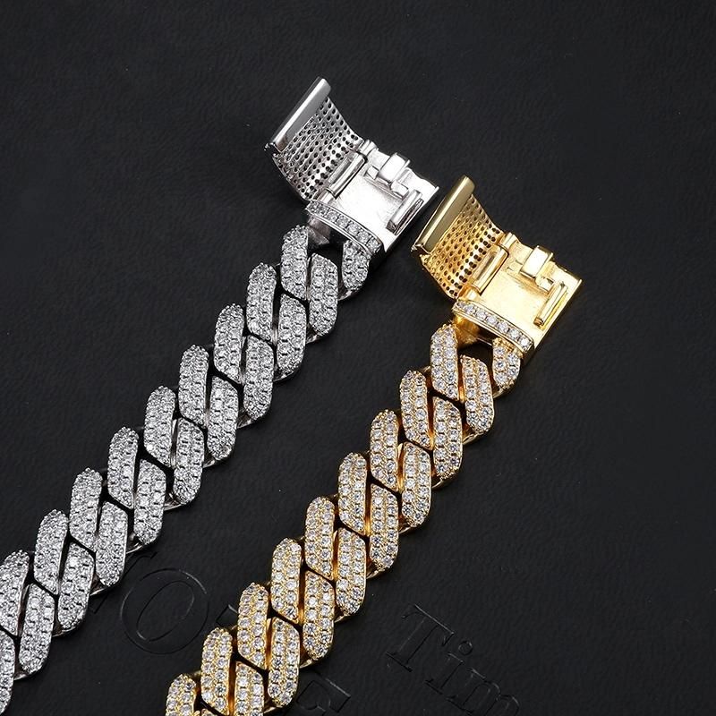 Hiphop Cuban Chain Miami Chain Real Copper Micro-Inlaid IP Gold Plating Necklace Chain