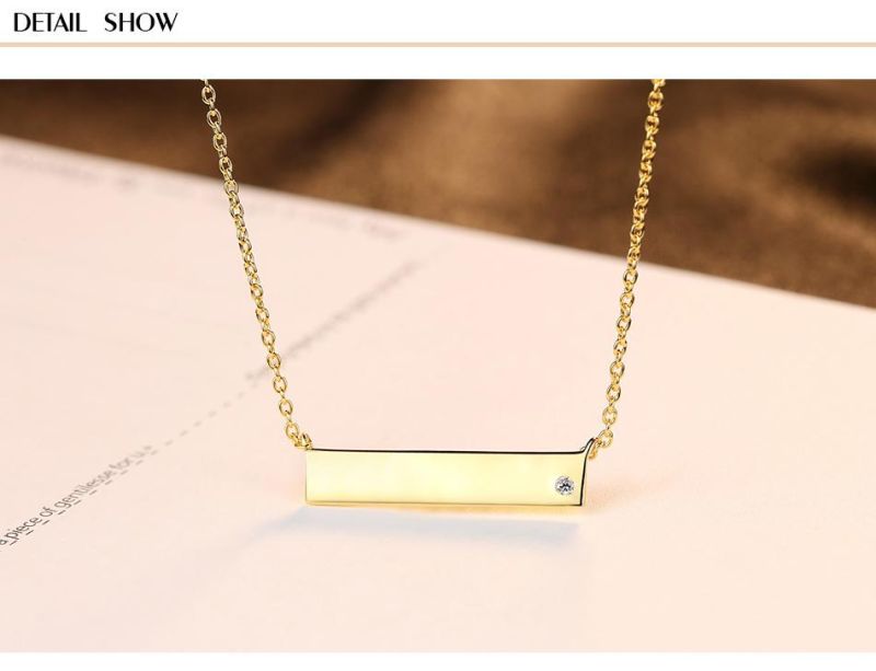Simple Gold Strip Chain with Cubic Zircon Necklace