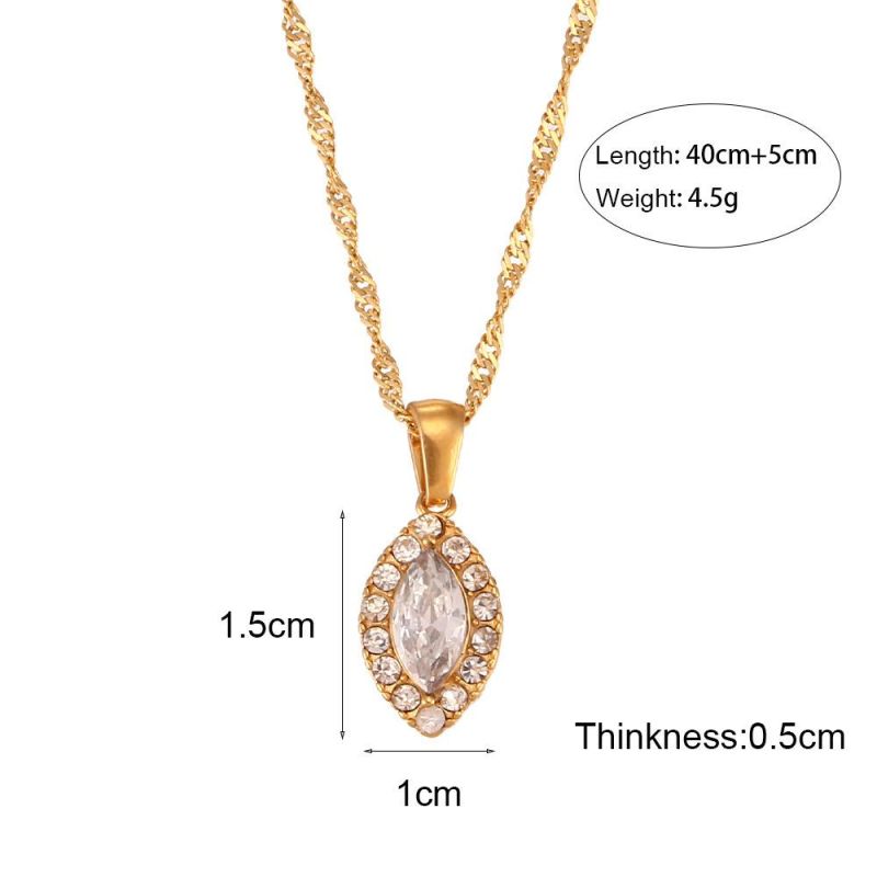 Factory Pendant Fashion Jewelry Ins Fashion Cross-Border Hot Selling Personalized Pendant Jewelry Female Stainless Steel Leaf Eyes Zircon Pendant Necklace