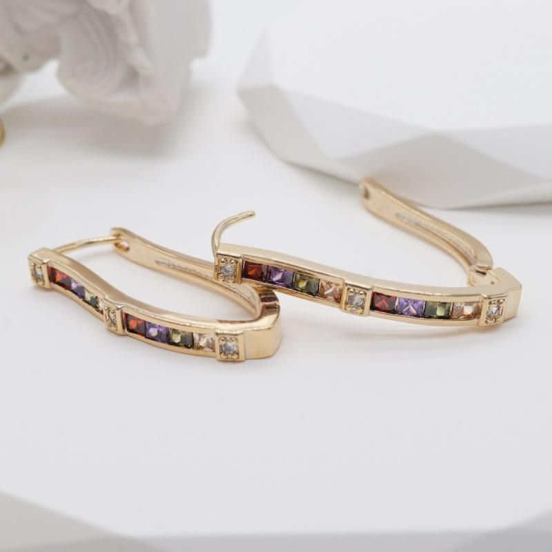 Wholesale Ladies Brass Gilded Jewelry Zircon Fashion Earrings