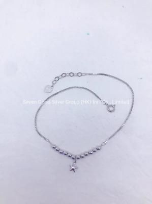OEM Custom 925 Silver Fashion Jewelry Star, Beads Anklets