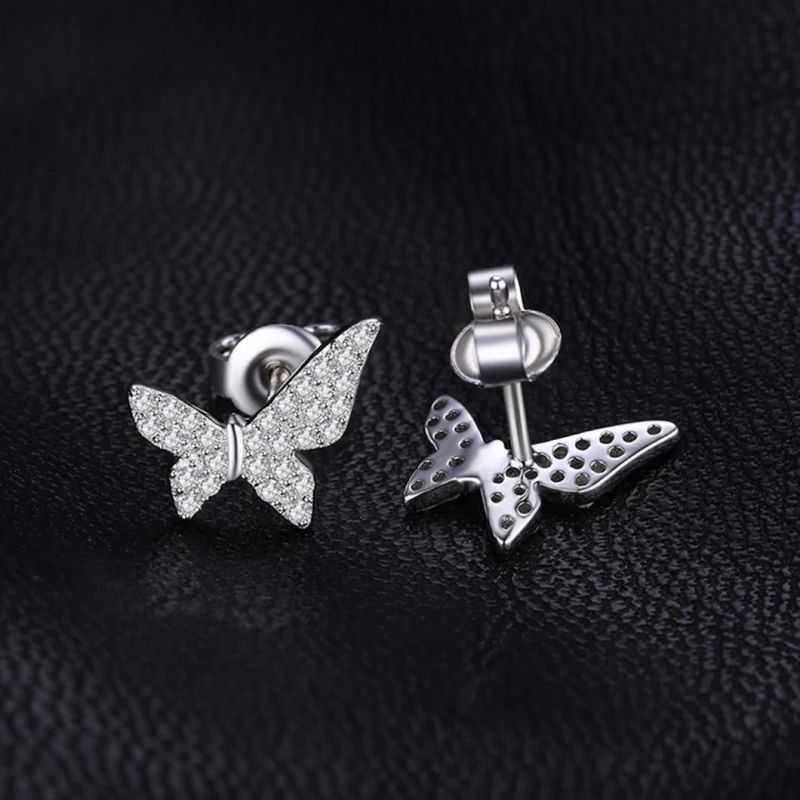 Fashion Jewelry 925 Sterling Silver Cubic Zirconia Butterfly Stud Earring for Women Wholesale