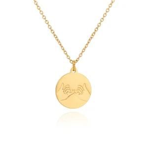 Gold-Plated Stainless Steel Ring Couple Hand Hook Necklace