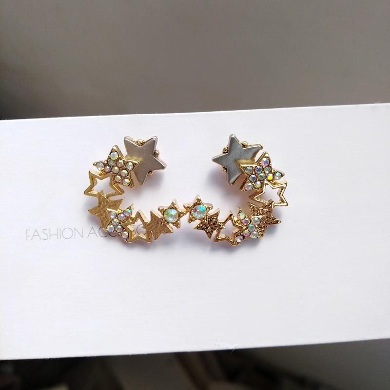 Fashion Trendy Star Half Moon Earrings Jewelry