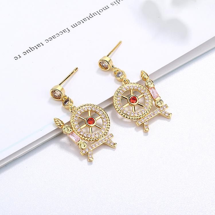 Cheap Birthday Gift Fashion Gold New Model Fancy CZ Stud Earring