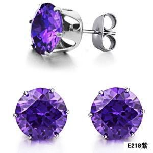Fashion Purple Crystal Stainless Steel Stud Earrings for Women Jewelry Jewellery Hy16