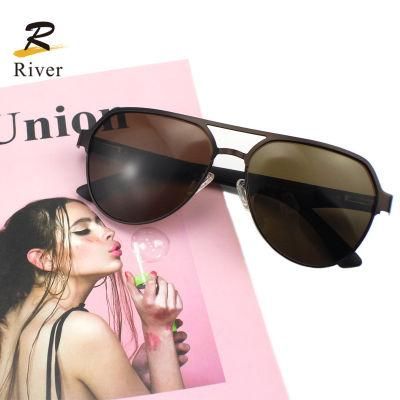 Top Flat Custom Logo Ready Fashion Metal Frame Polarized Men Sunglasses