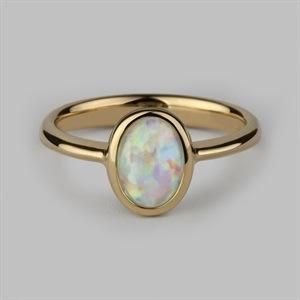 New Models Women Fashion Jewelry Stainless Steel Oval Halo Ring Opal&#160; Ring