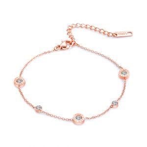 Fashion Jewelry Adjustable Stainless Steel Crystal Coin Pendant Women Bracelet