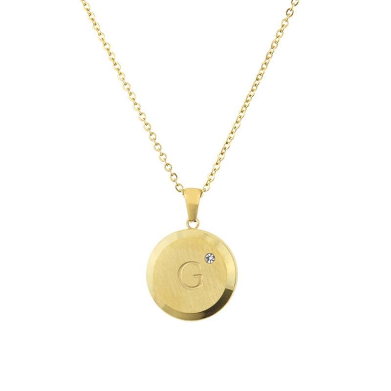 Manufacturer Custom Fashion Jewelry 18K PVD Gold Plated High Quality Non Fade Stainless Steel jewellery 18K Letter Necklace Coin Jewelry