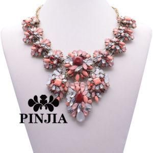 Statement Acrylic Stones Crystal Fashion Imitation Jewelry Flower Beaded Necklace