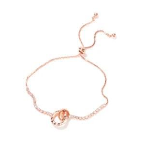Fashion &#160; Jewelry Adjustable Double Ring Stainless Steel Zircon&#160; &#160; Women Bracelet