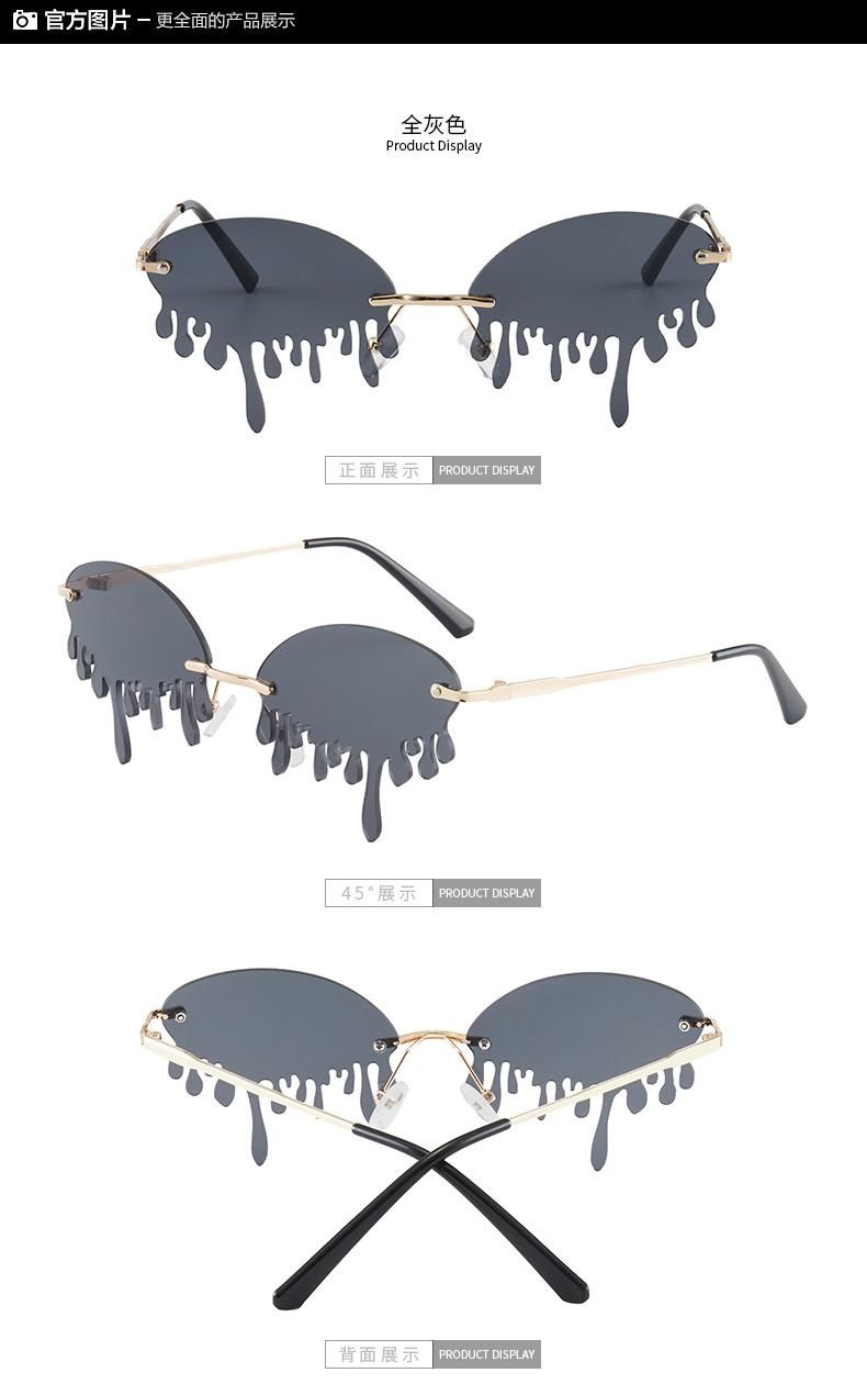 High Fashion Wholesale Sun Glasses Candy Color Funny Tear Shape Rimless Sunglasses