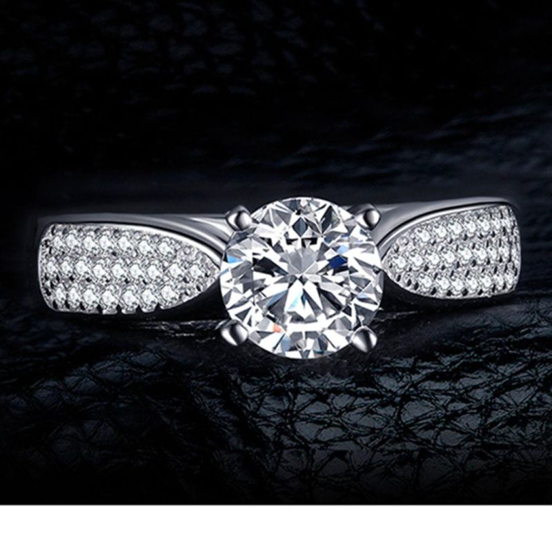 Solitaire Cubic Zirconia Engagement Rings Authentic 925 Sterling Silver Promise Rings Wholesale