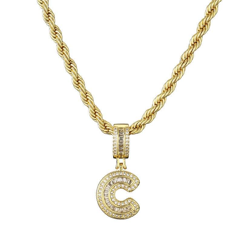 Fashion Hip Hop Copper Brass Gpld Plating Zircon Necklace