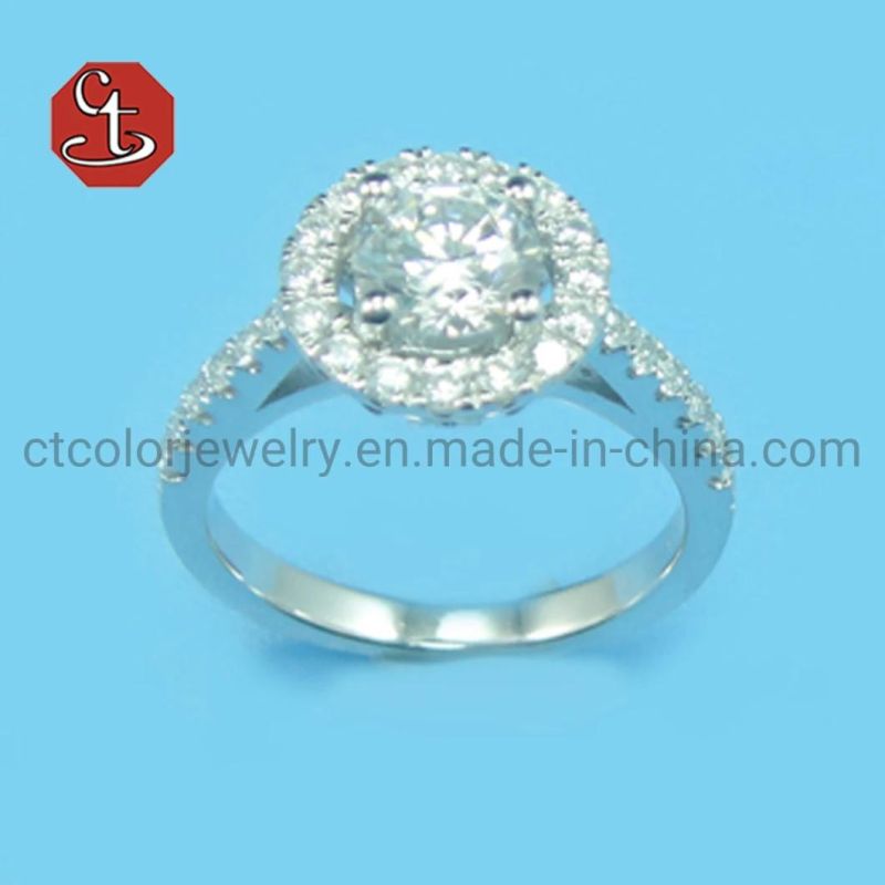 High Quality Classical Engagement Diamond Silver Rings Wholes Price