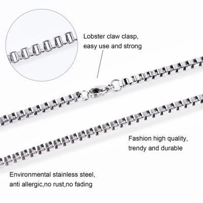 Factory Supplier Gold Plated 316 Stainless Steel Box Chain Anklet Bracelet Necklace for Fashion Jewelry