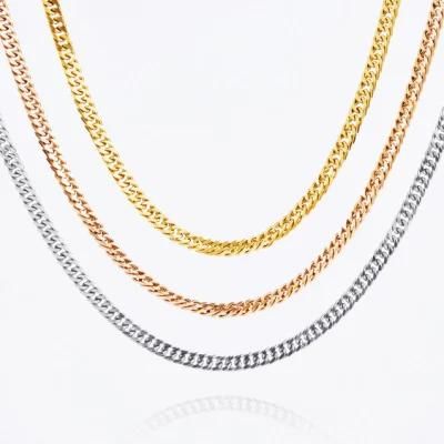 Fashion Jewellry Polished Buckle Double Curb Chain Stainless Steel Accessories for Men and Women