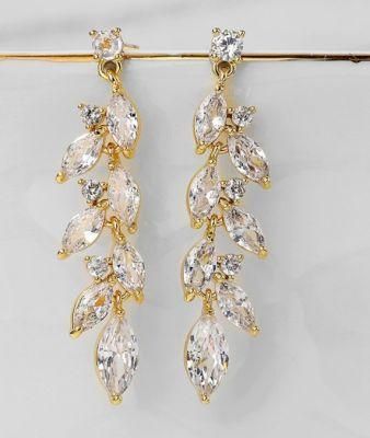 Weddding Dangle CZ Earring, Rose Gold Earring, Bridal Elegant Dangle CZ Earring