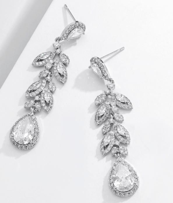 Bridal Dangle CZ Earring, Bridal Jewelry, Wedding CZ Earring, Wedding Jewelry, Factory Direct Wholesale, Rose Gold Earring