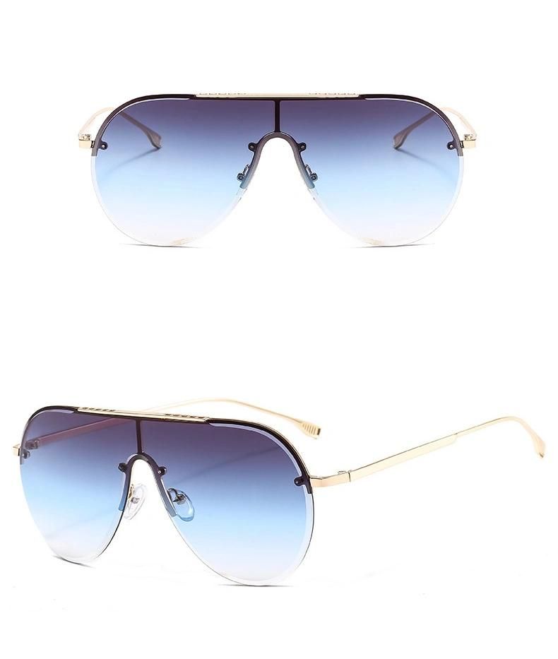 Metal Frameless Men and Women Large Frame Sunglasses