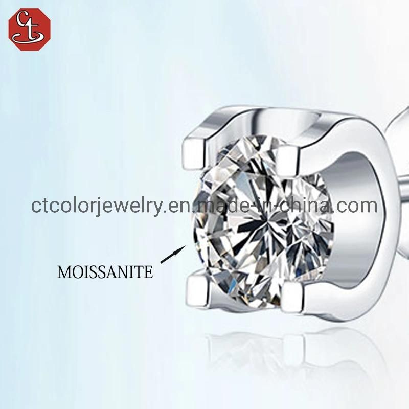 Trendy jewelry Moissanite ear studs Temperament and versatile earrings for girls