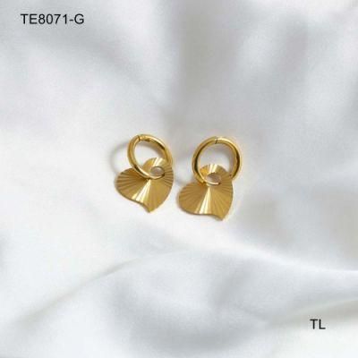 Manufacturer Custom High Quality Fashion Jewelry Non Fade New Arrivals Fashion Heart Earing Gold Plated Stainless Steel Hoop Earring