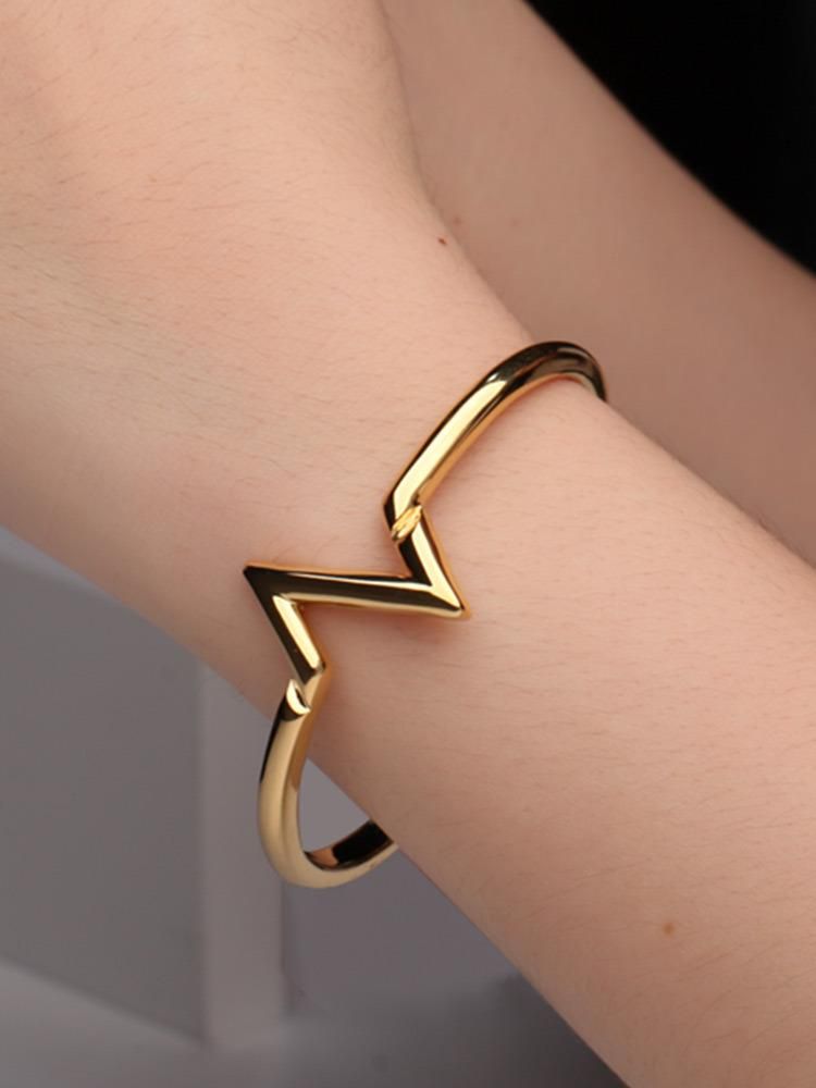 Polishing Effect Geometry Design Brass Bracelet for Event