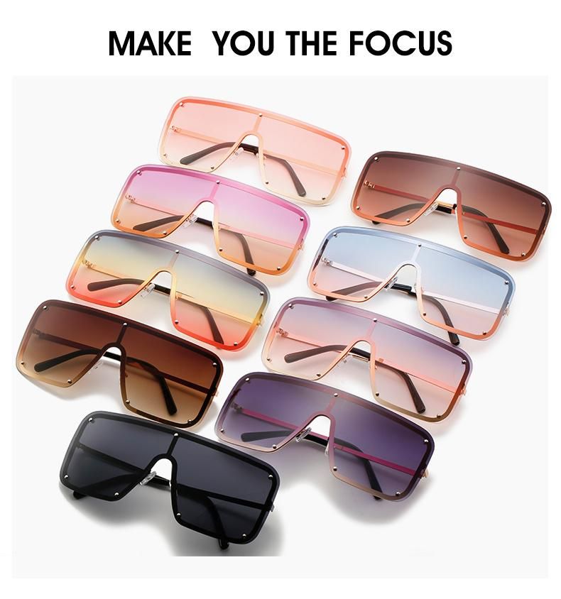 Sunglasses for New Trend Big Frame Sunglasses Female Gradient Color One-Piece Colorful Sunglasses Cross-Border Ins Square Glasses