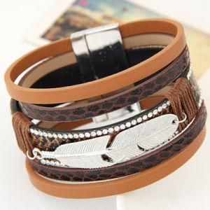 New Multicolour Jewelry Genuine Leather Stacked Bracelet Bangle