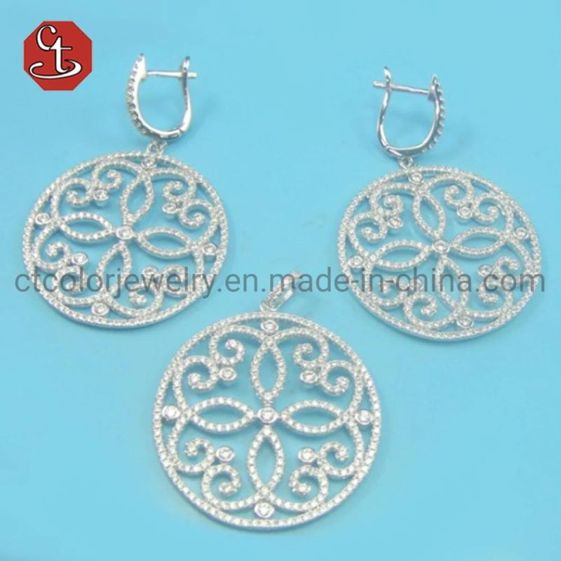 Vintage Antique Silver Color Jewelry Sets Retro Party Ethnic Style Accessories Female Drop Earring Pendants