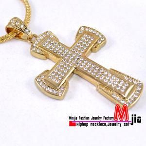 Hiphop Large Gold Finish Iced out CZ Holy Cross Long3 6&prime;&prime; Chain (MJ901)