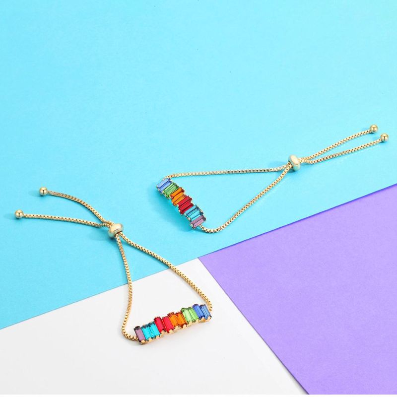 Special Design Brass Material Rainbow Rhinestone Bracelet for Women