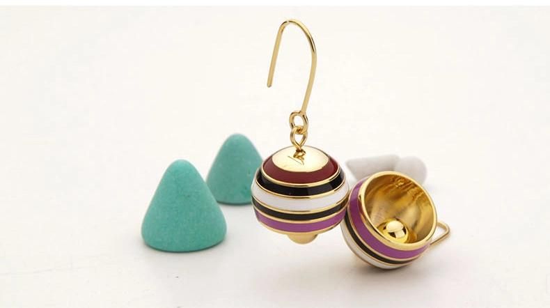 Brass and Enamel Wind Chimes Shape Colorful Earring for Ladies