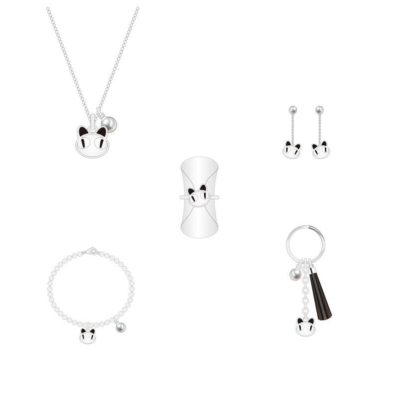 2020 Factory Direct Classic White and Black Animal Panda Shape Jewelry Set