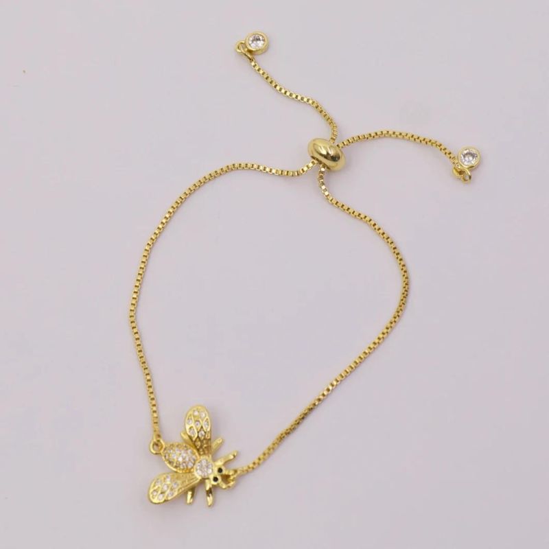 18K Gold Plated Fashion Charm Bangle Adjustable Chain Bracelet Jewelry for Women