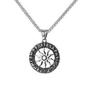 Stainless Steel Ring Hollow Sun Pendant Necklace