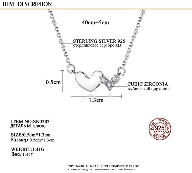 Best Sale 925 Sterling Silver Two Heart Necklace