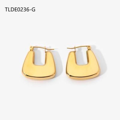 Manufacturer Custom Women Fashion Jewelry, Custom Gold Plated Jewelry, Stainless Steel 18K Gold Plated U-Shaped Earrings Female Earrings