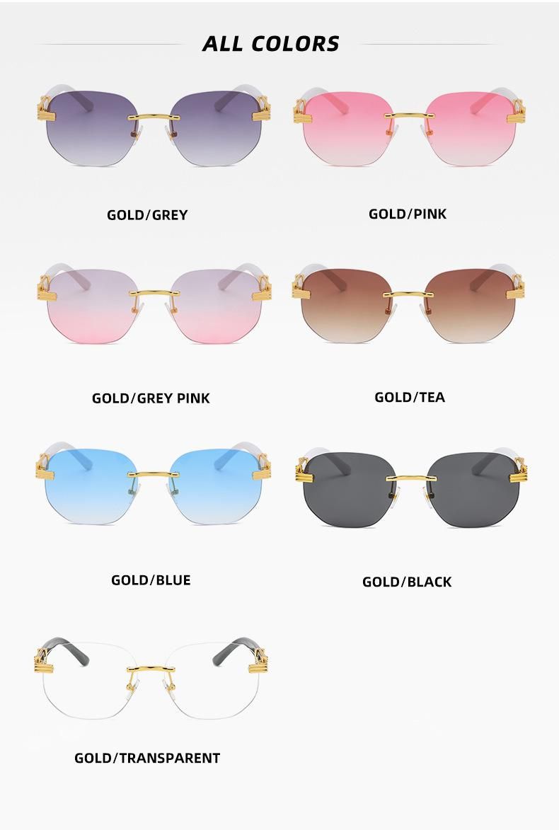 Rimless Sun Glasses Oval Eyewear Man Women Sunglasses Metal High Quality Sunglasses