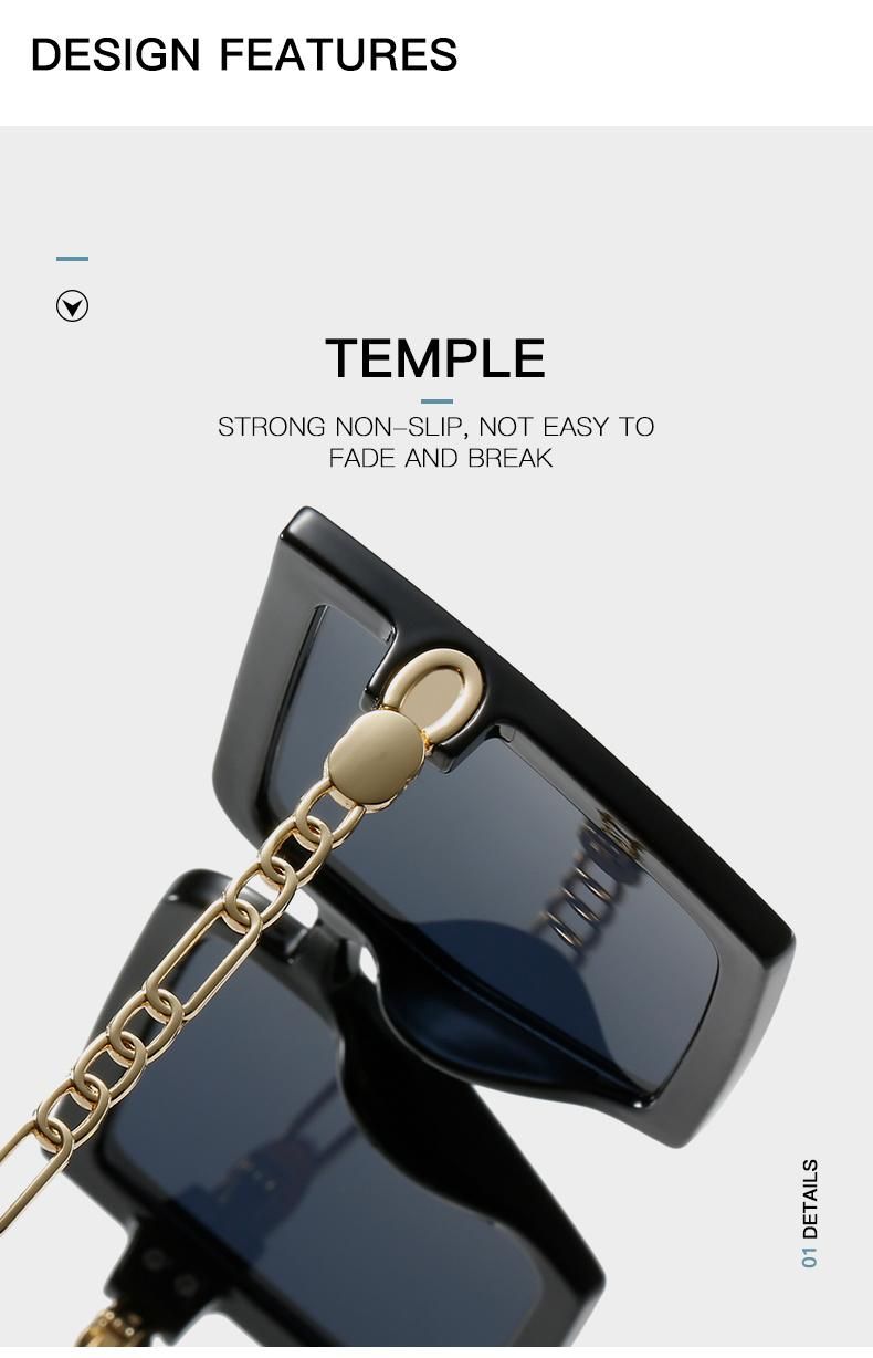 Glasses for New Retro Frame Sunglasses Female Chain Type Metal Temple Sunglasses Cross-Border Foreign Trade Glasses
