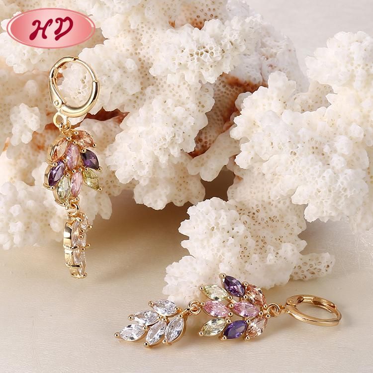 2020 Fashion Design Jewelry Women′s Cheap 18K Gold Plated CZ Drop Earrings Jewelry